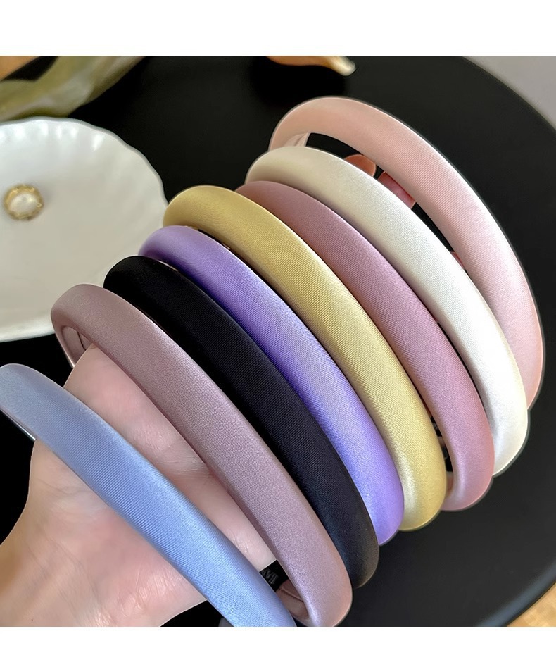 Spring new solid-color satin hair band for women, high head pressure headband, high-end and light luxury hair tie and hairpin headwear pic 22