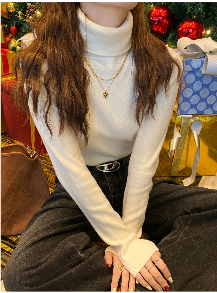 毛衣女2024新款秋冬美拉德穿搭堆堆高领打底衫内搭高级感针织上衣详情22