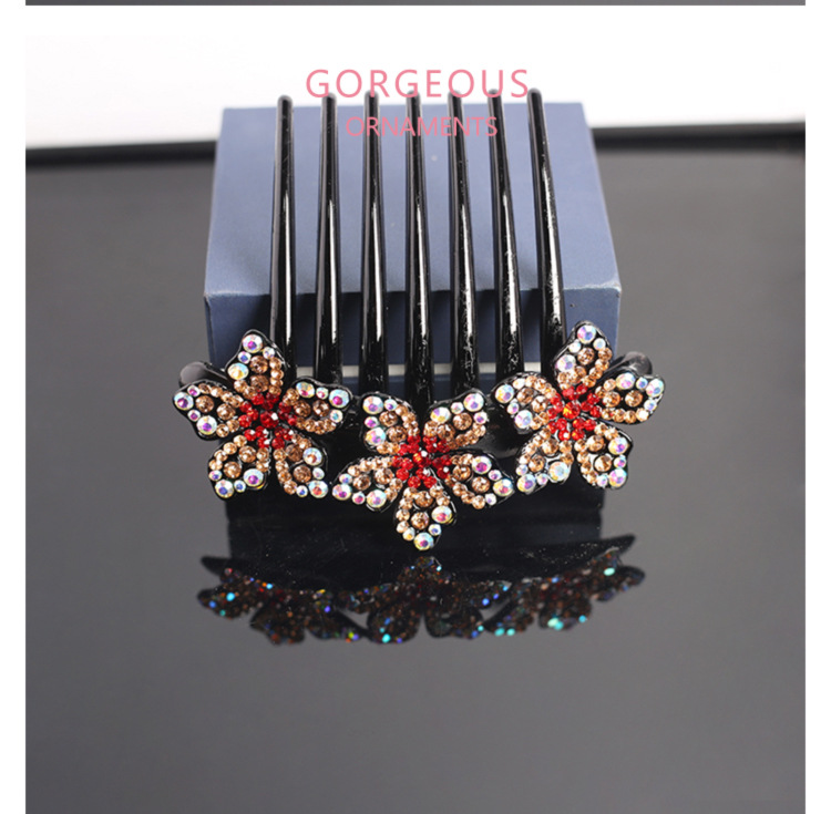 Elegant and refined hair accessory, flower-shaped water diamond bun hair accessory, seven-toothed comb clip hair accessory pic 5