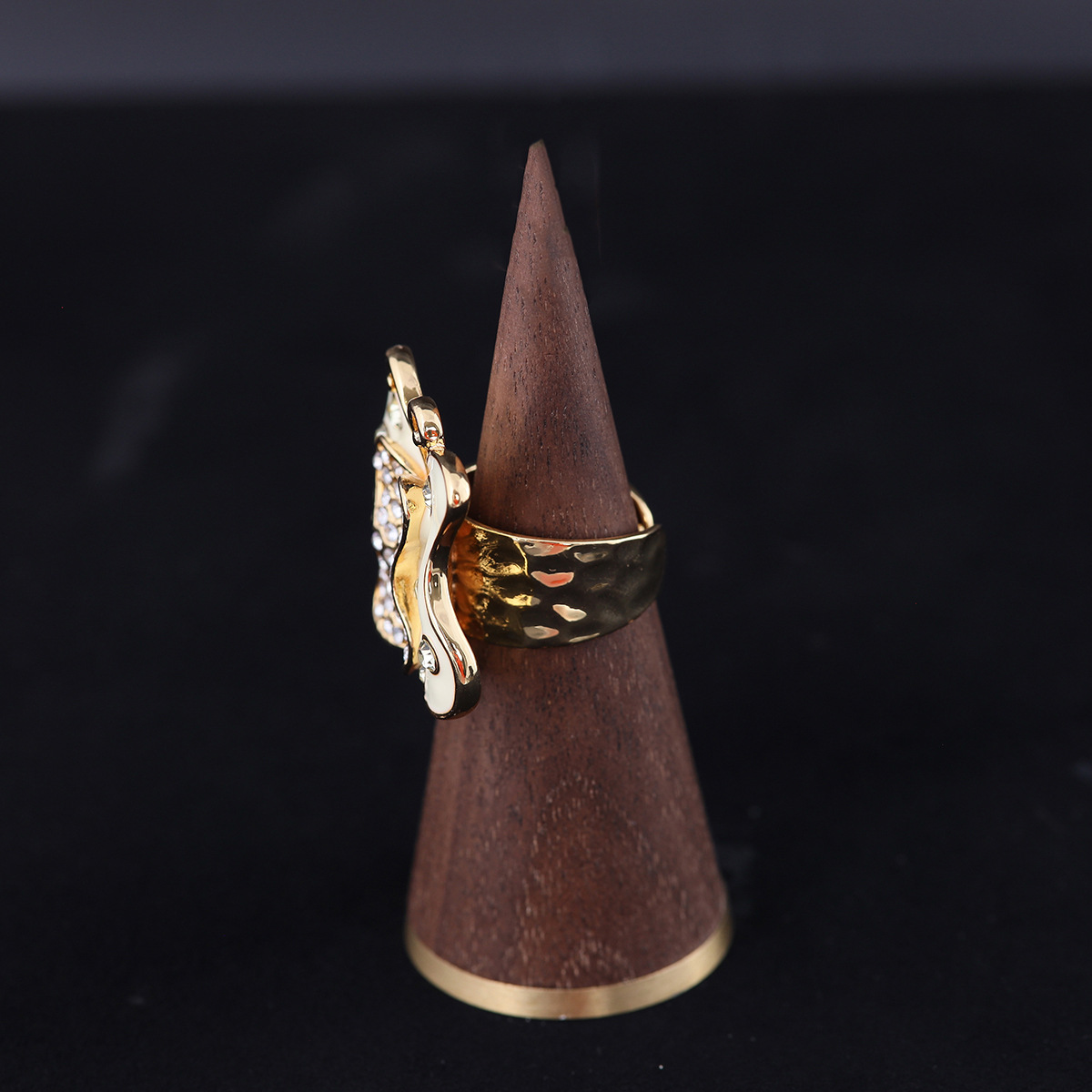 中古vintage时尚高级感复古轻奢小众青岛工厂批发珐琅蝴蝶戒指女详情3