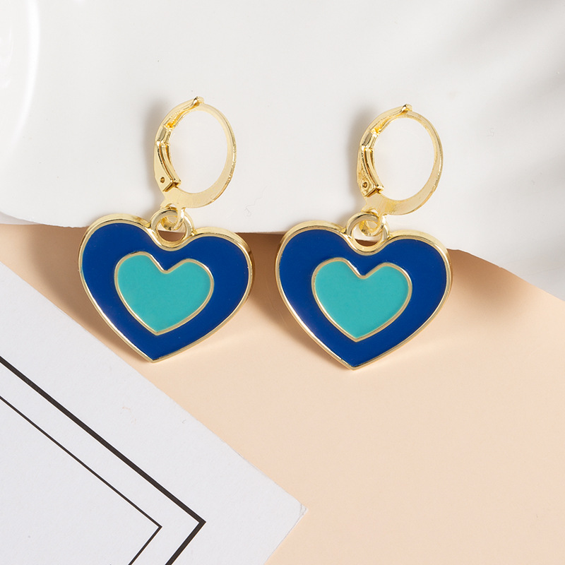 Klein blue series earrings, fashionable, retro and niche, flower-shaped heart-shaped butterfly earrings, personalized and elegant earrings wholesale pic 4