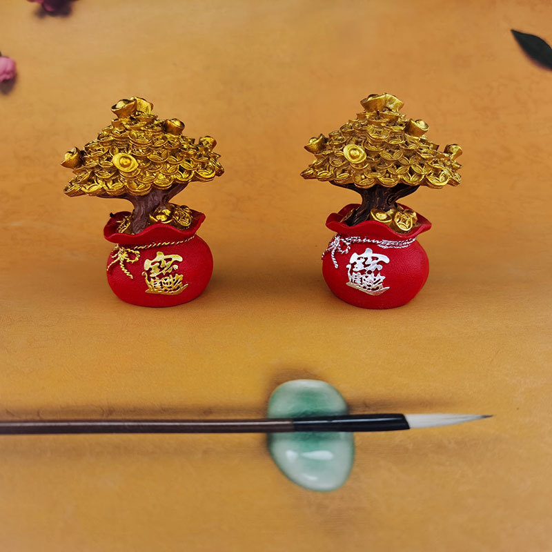 厂货供应发财树摇钱树树脂工艺品摆件财神搭配金色喜庆车饰配饰详情8