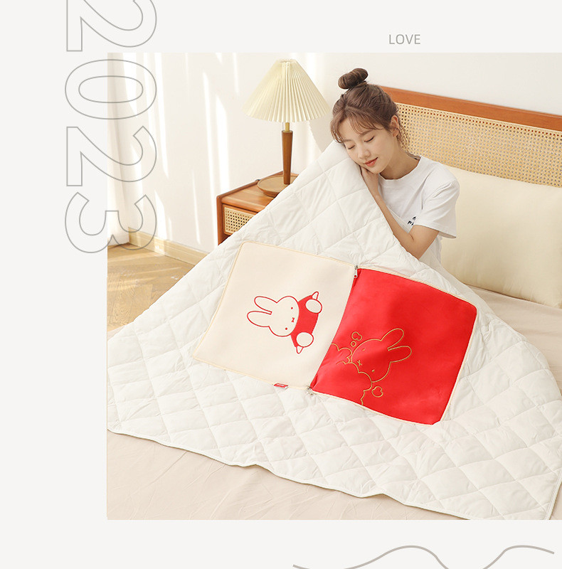 miffy throw pillow quilt, two-in-one throw pillow quilt, office air conditioner blanket, cartoon car nap blanket pic 7