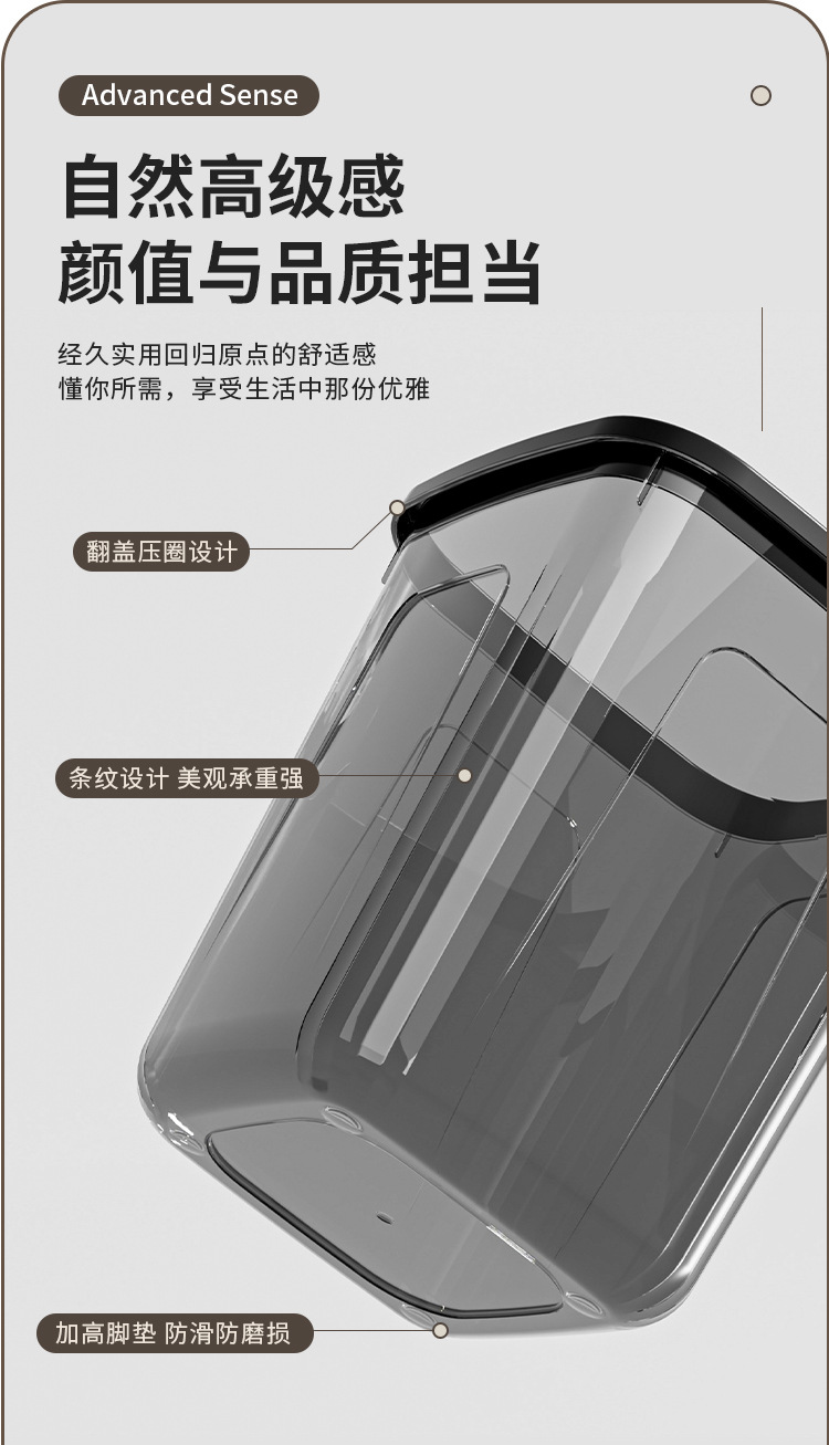 透明垃圾桶家用大容量压圈纸篓客厅卫生间卧室厨房高级塑料收纳桶详情4