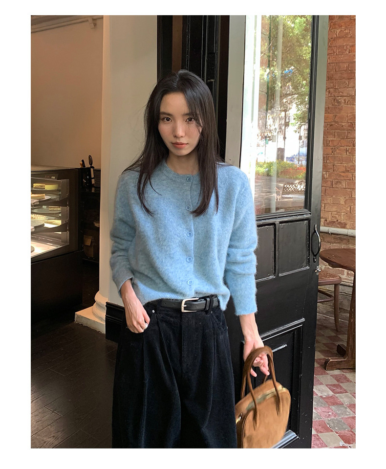 TG 净版兔毛绒针织圆领开衫女冬季2023新款温柔风保暖厚毛衣21699详情12