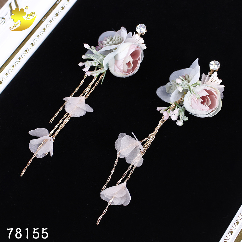 New 2018 Japanese and Korean retro bride accessories, forest-themed exotic flirting, studio photography, succulent vegetable bags, pink earrings pic 14