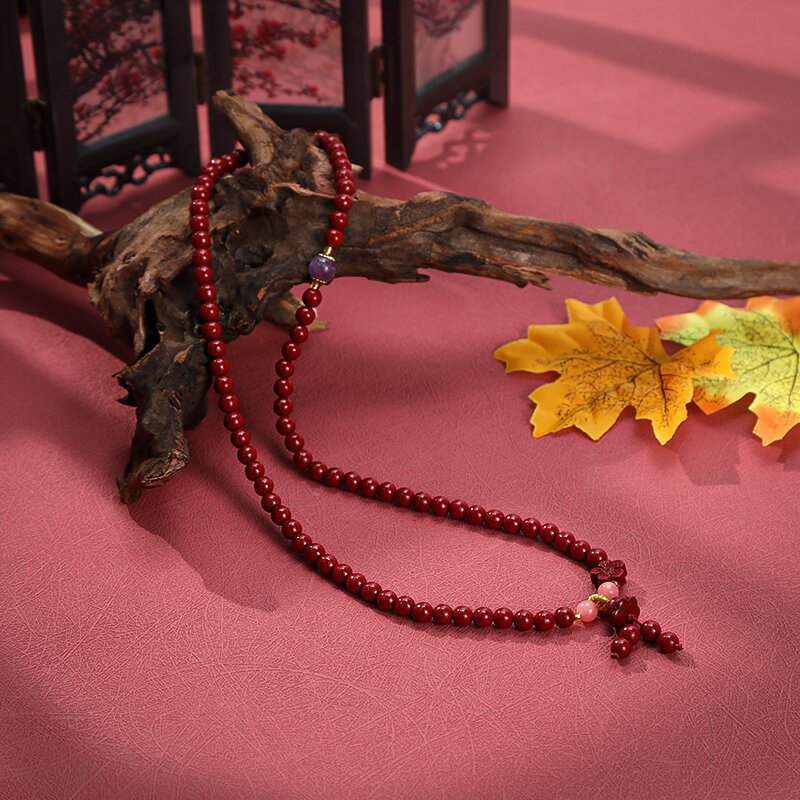 批发紫砂手链好运莲花多圈幸运五叶草手串项链国潮两用设计感手饰详情3