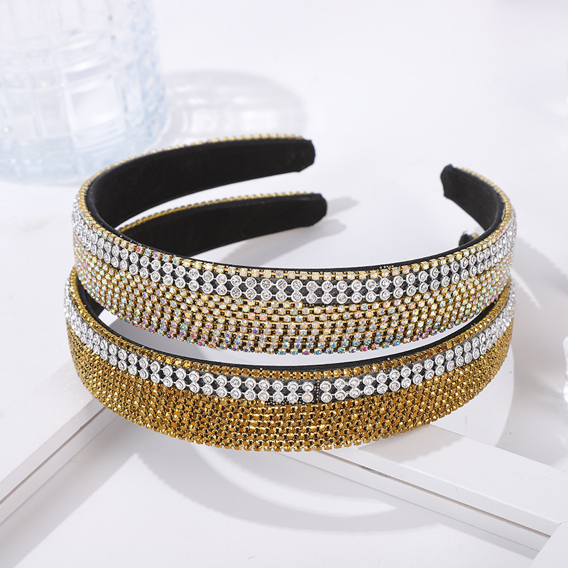 跨境专款镶钻发箍水钻水晶手工黏粘PC底箍内齿防滑批发详情3