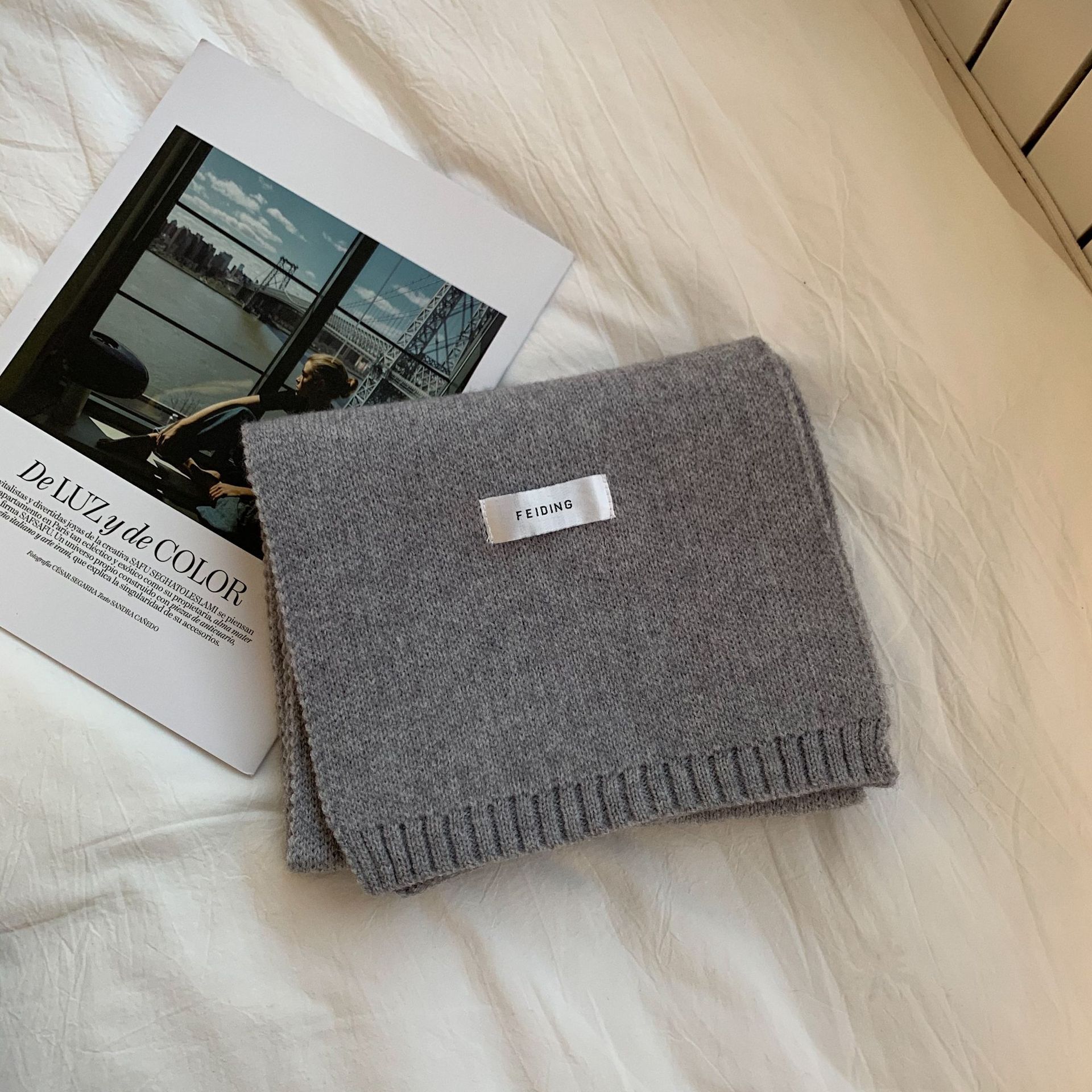 韩版ins保暖纯色围巾女秋冬季百搭时尚学生针织小围脖男新款毛线详情26