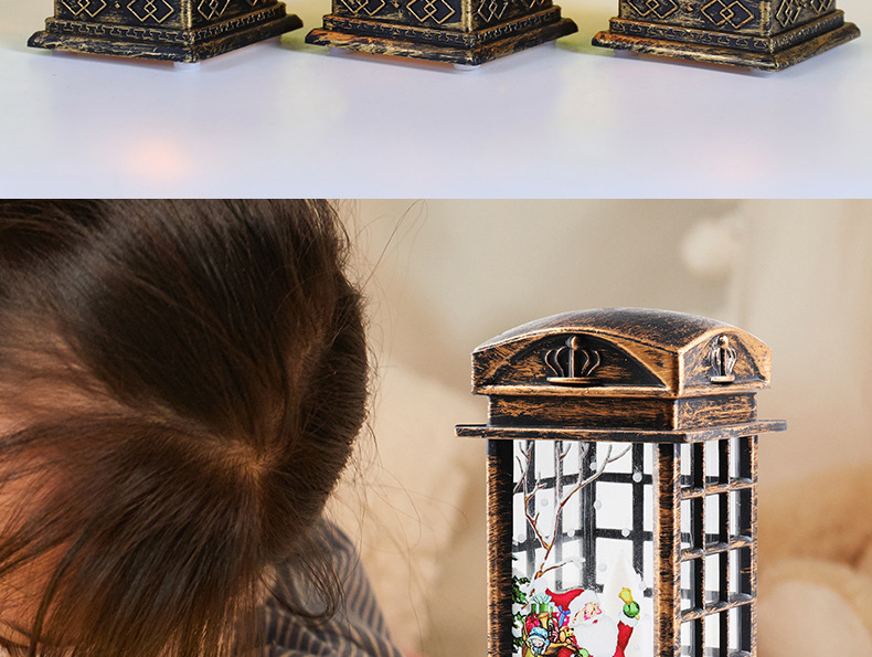 Cross-border new Christmas decorations: small wind lamps, retro phone booths, night lights, and creative Christmas gifts pic 2