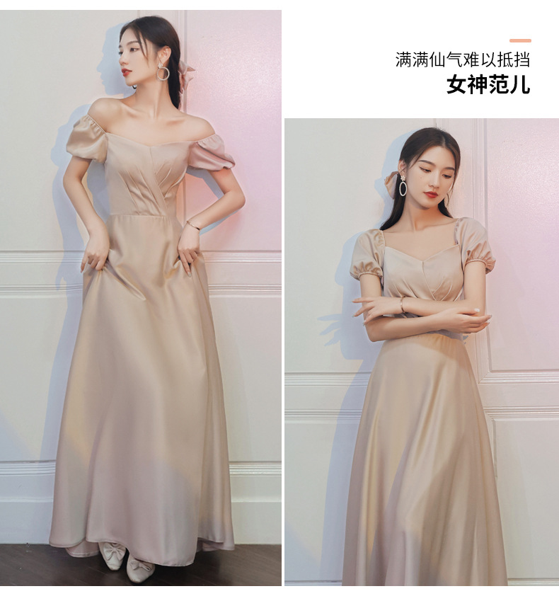 伴娘服2022年新款夏季姐妹团长裙平时可穿小众大码缎面礼服女详情20