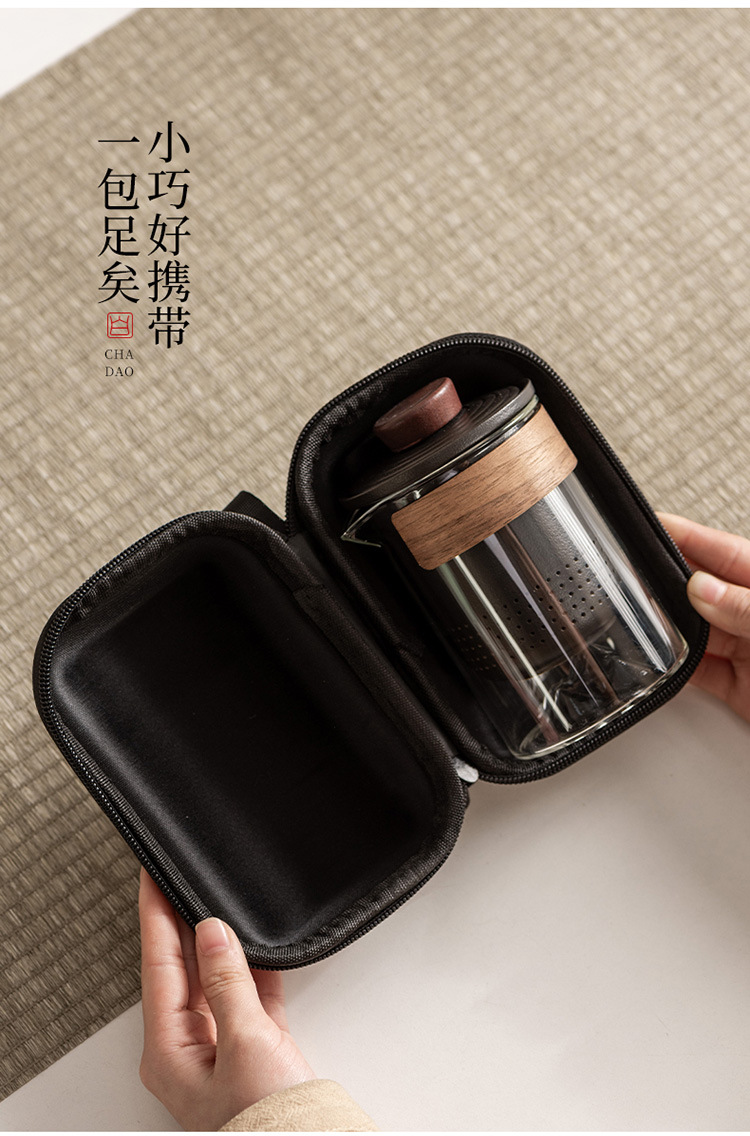 高档旅行茶具套装便携防烫手抓玻璃茶壶快客杯功夫伴手礼商务礼品详情8