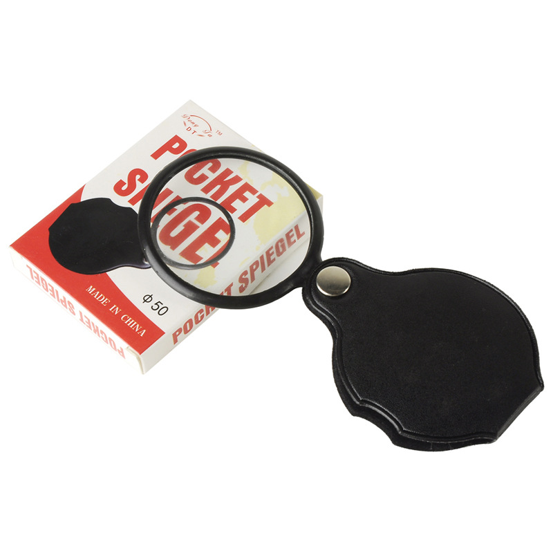 Sample mini 50mm leather magnifying glass, folding magnifying glass, pocket magnifying glass, 2 yuan supply pic 4