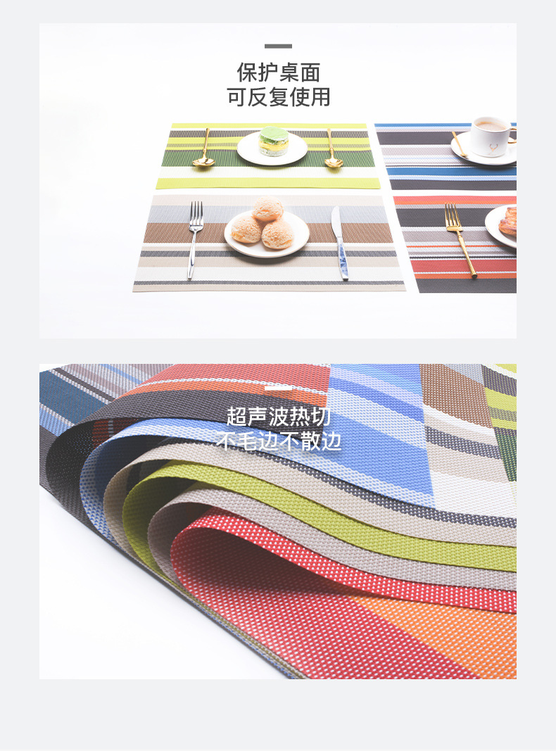 Ningxin Placemats, American-style simple striped eco-friendly PVC placemats, table heat insulation pads, bowl MATS and coasters, wholesale from the manufacturer pic 9