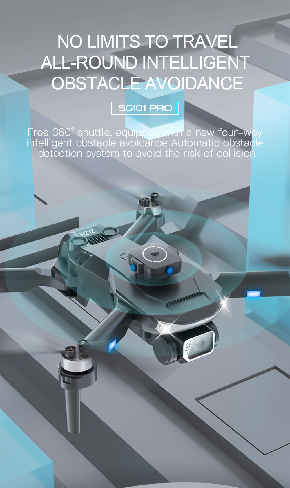 SG101PRO低噪无刷电机感应智能避障4k高清实时图传航拍无人机抗风防丢失详情3