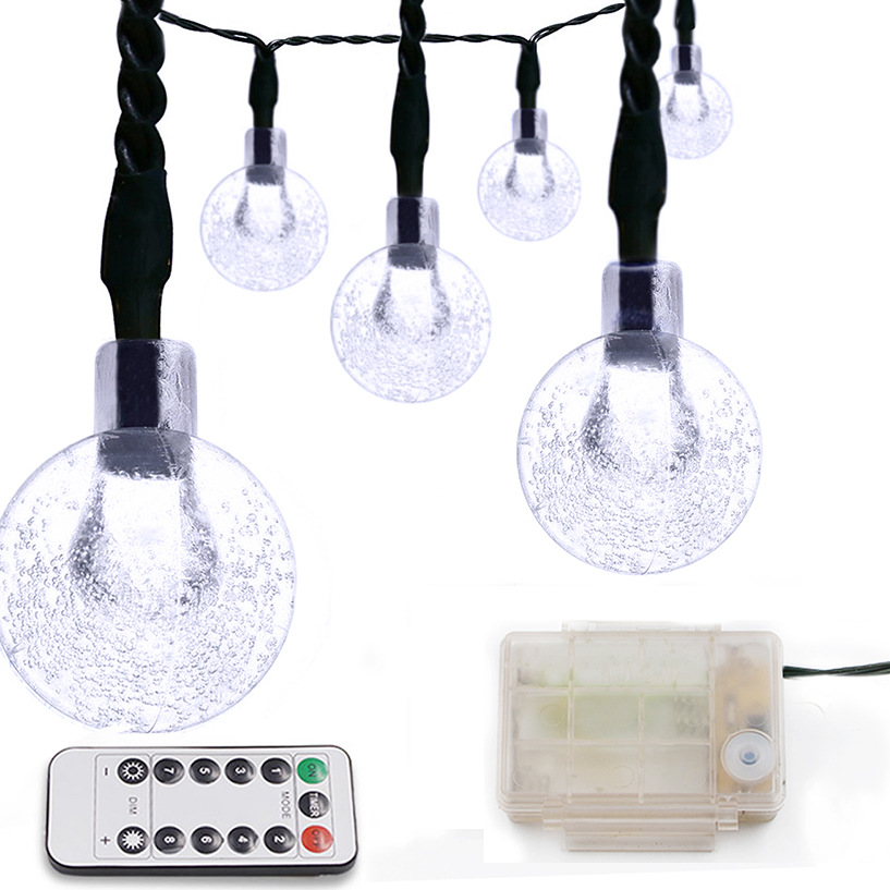 Battery box, 8-mode light string, 30-LED bubble bead decorative light string, Christmas color light, indoor and outdoor light string, waterproof pic 4