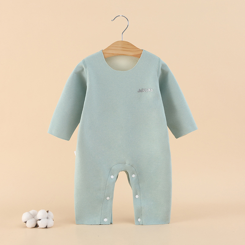 Wholesale of Derong baby one-piece suits for boys and girls, warm clothes for spring and autumn, newborn pajamas, and crawling clothes pic 7