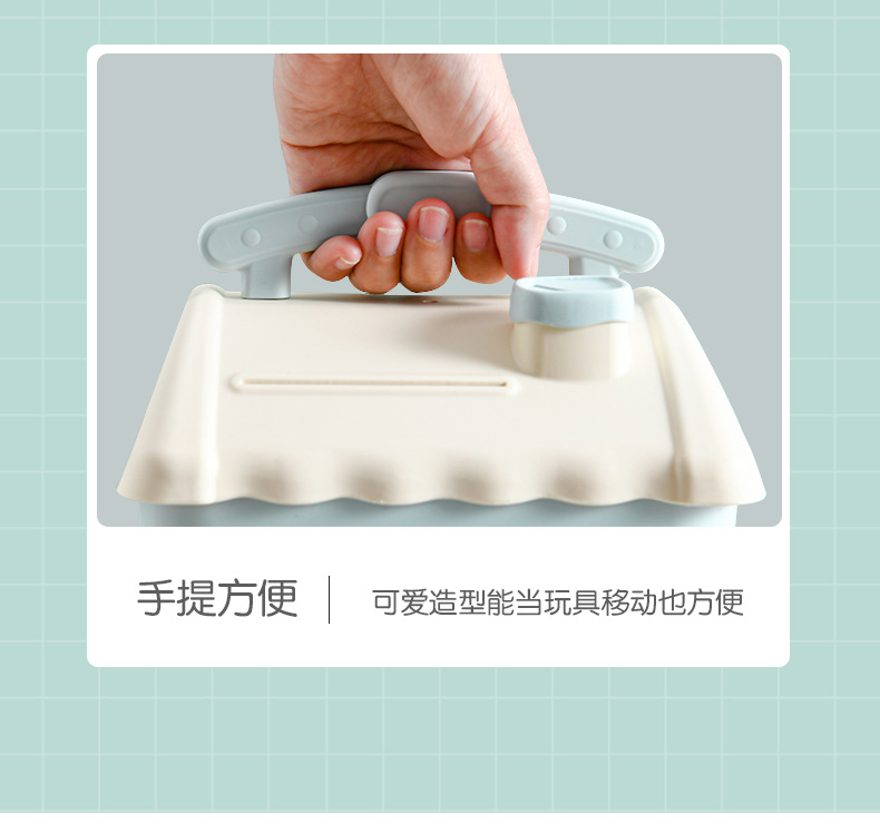 Creative money box, cartoon cute square change jar, metal jewelry box pic 9