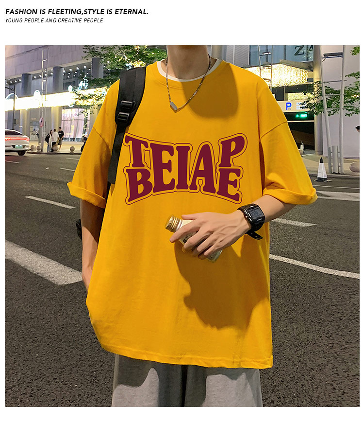 港风复古棉短袖T恤男ins潮牌夏季2024新款男装oversize宽松体恤详情27