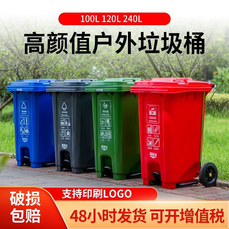 新款四色分类脚踏垃圾桶30L50L塑料家用脚踏垃圾桶分类垃圾桶详情2