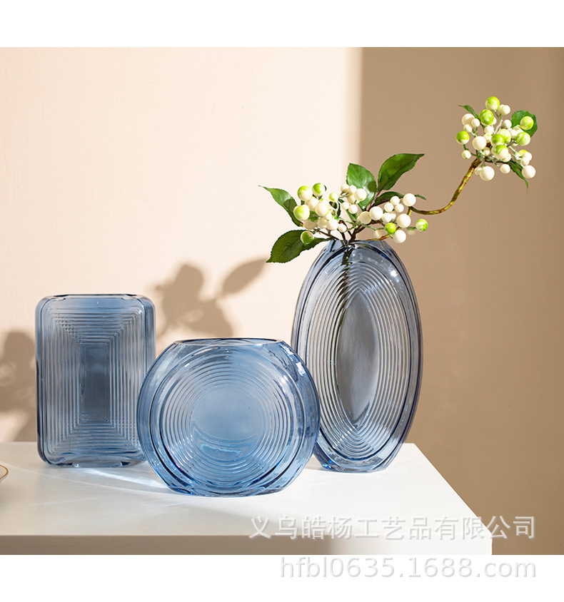 2020 New creative geometric glass vase for living room, dining table, entrance hall, dried flower arrangement decoration, light luxury style pic 3