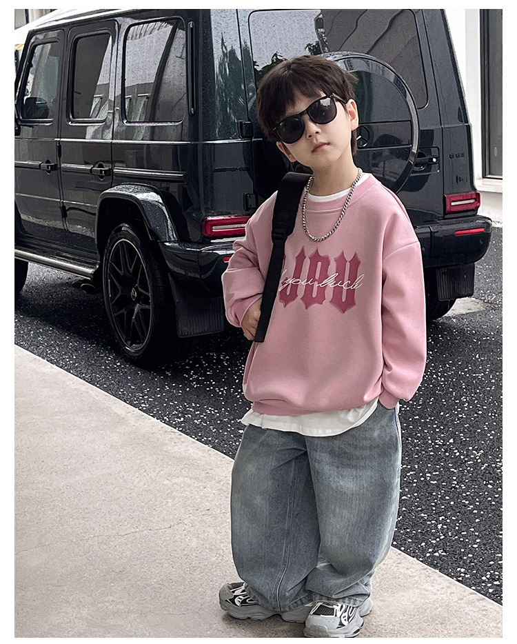 童酷儿童秋装2024湖州织里童装韩版宝宝上衣潮酷字母印花男童卫衣详情14