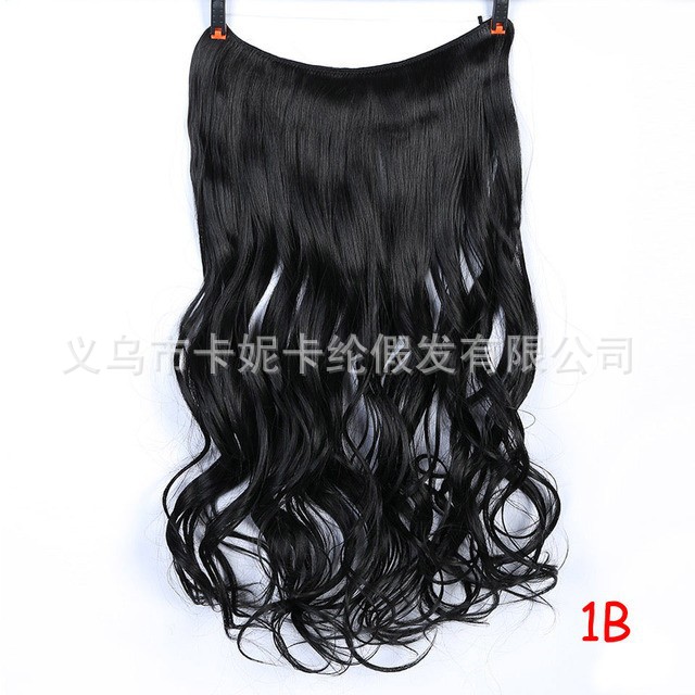 newlook批发化纤假发女士中长款小卷纯色双拼色波浪鱼线接发片详情16