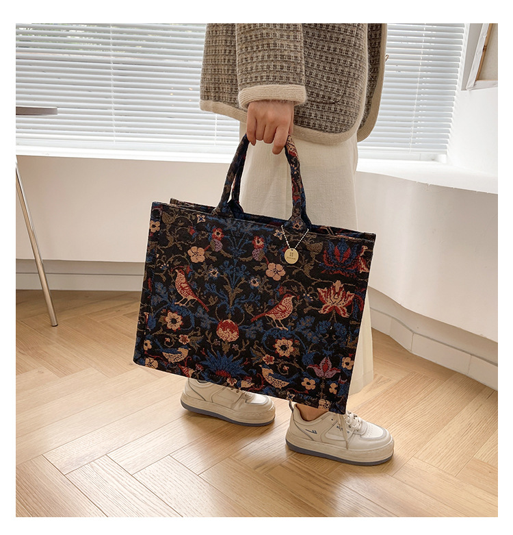 秋冬大包大容量单肩包包女2022新款个性绣花手拎包小众时尚托特包详情6