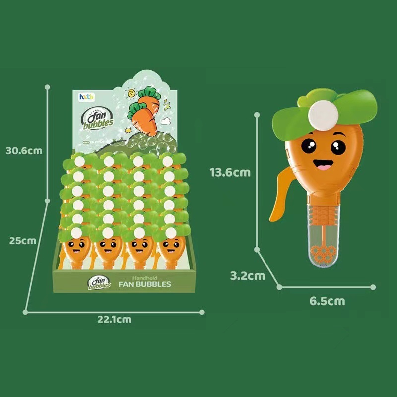 卡多功能手压泡泡水果造型风扇创意儿童迷你手动风扇手持风扇详情1