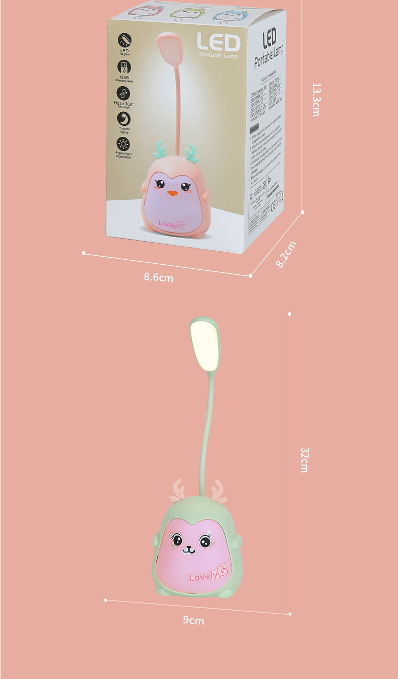 卡通USB企鹅台灯桌面学习台灯阅读灯床头灯学生礼品灯折叠LED台灯详情16
