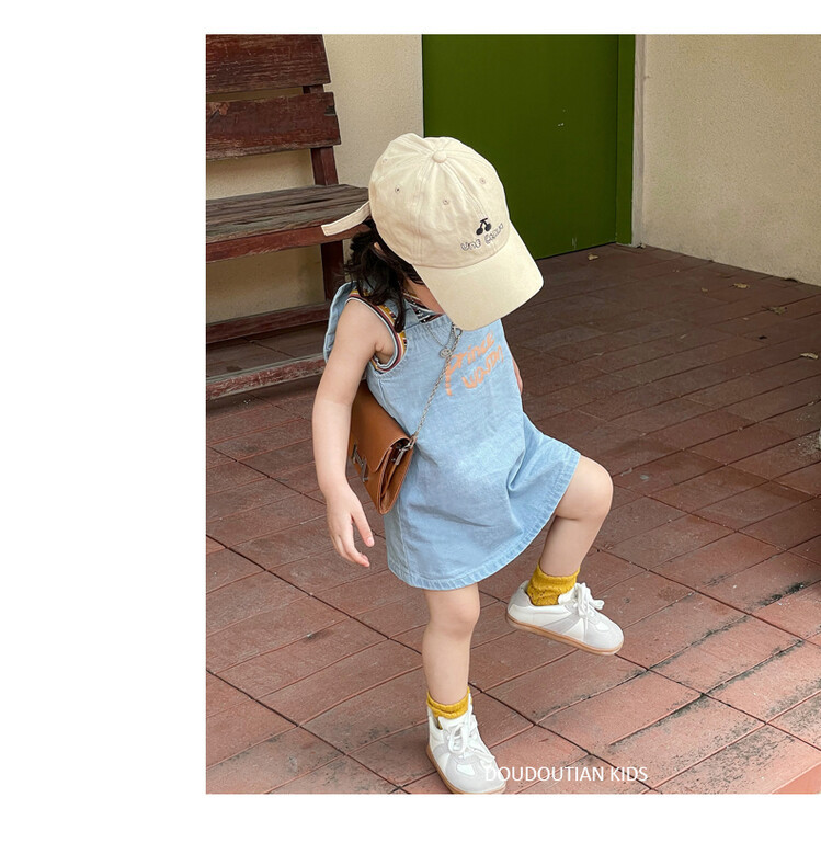 女童夏季新款背带牛仔连衣裙后背大蝴蝶结中小儿童女孩吊带裙详情6