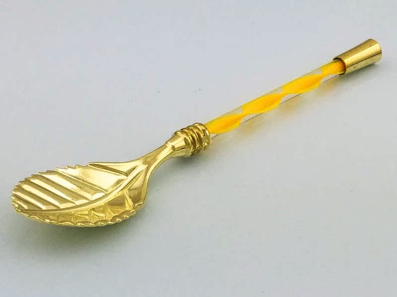 Creative tableware, retro crystal handle, leaf-shaped coffee spoon, premium spoon, small blender, bronze spoon JY46 pic 39