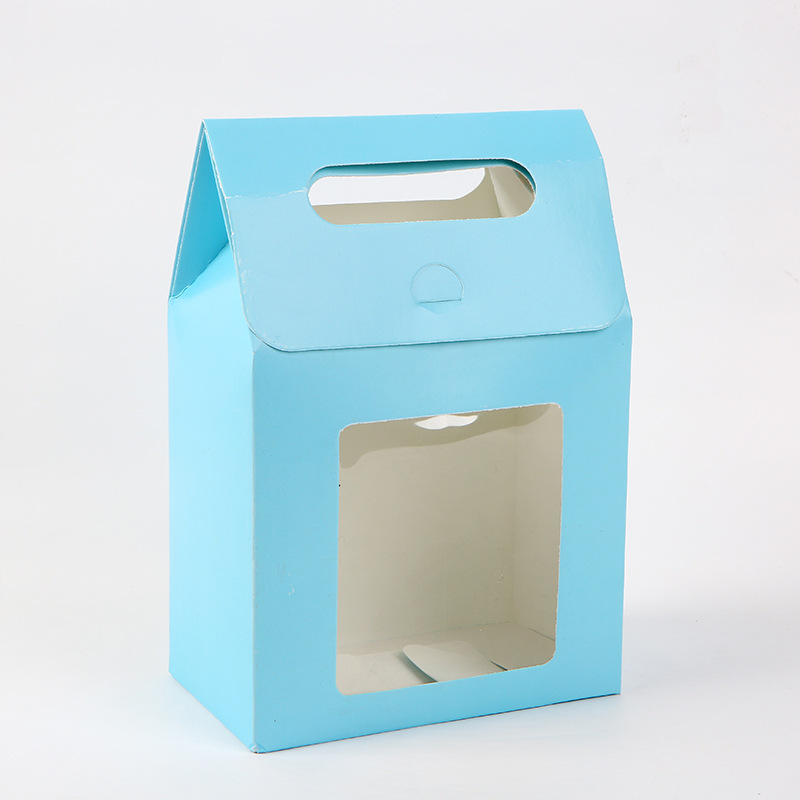 White card open window hand-held packaging bag, kraft cookie box, dessert bag, food paper bag, candy nougat bag pic 4