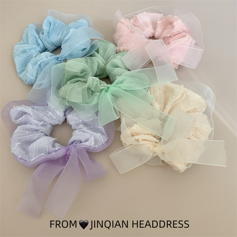 国潮系列甜美欧根纱飘带大肠发圈美少女儿童宝宝发绳可爱蝴蝶结发饰肥肠圈详情3