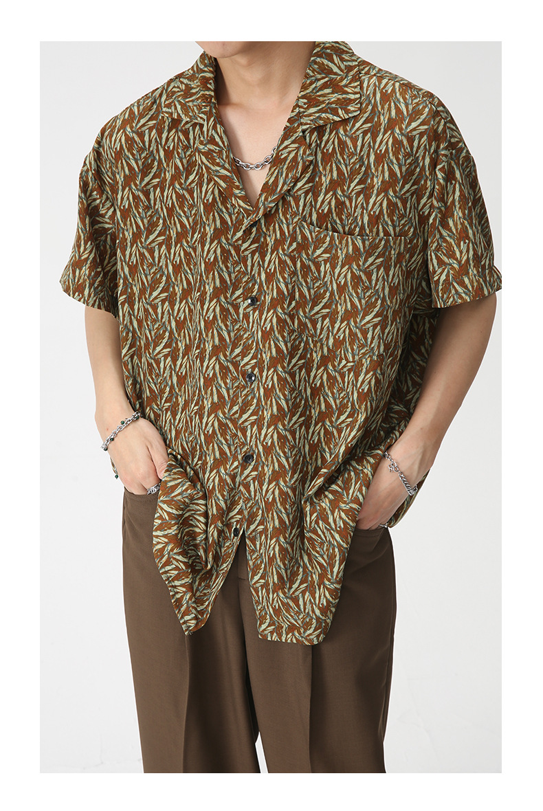 MTLCLOTHES男装|2023夏款新品复古碎花韩版宽松休闲短袖衬衣详情11