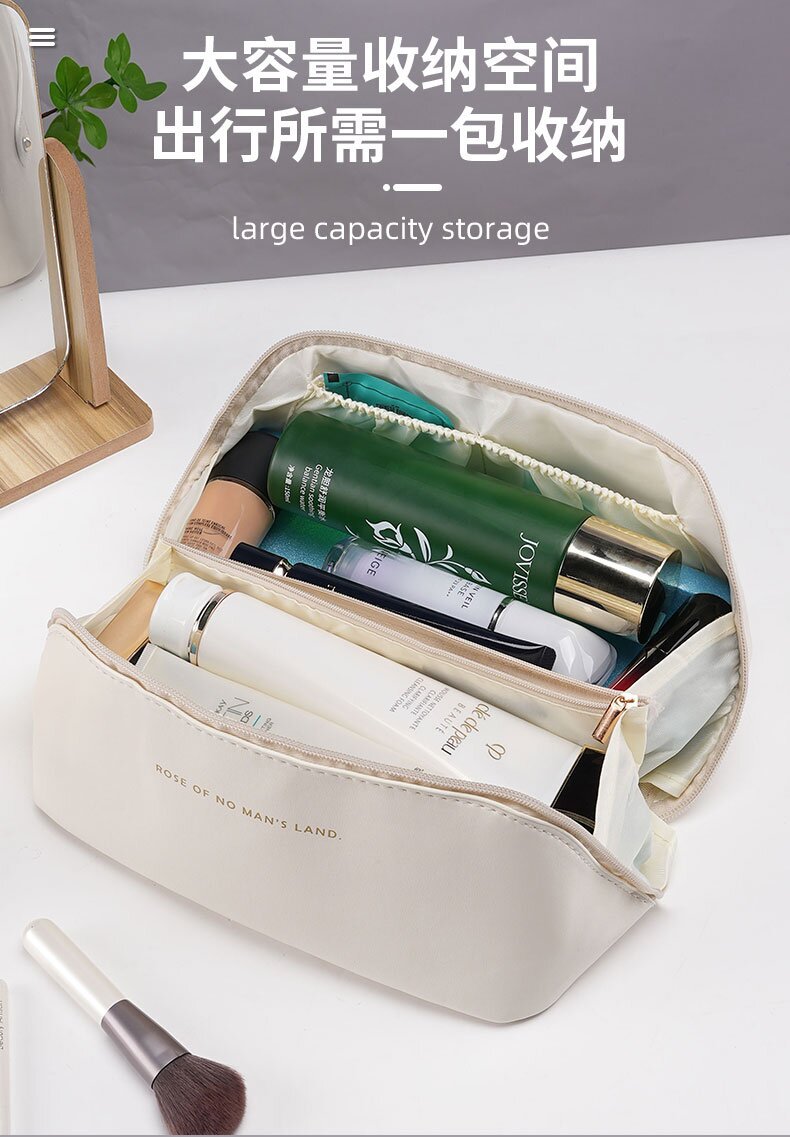 跨境高质量PU皮云朵枕头化妆包大容量手提化妆箱旅行洗漱包便携式详情5