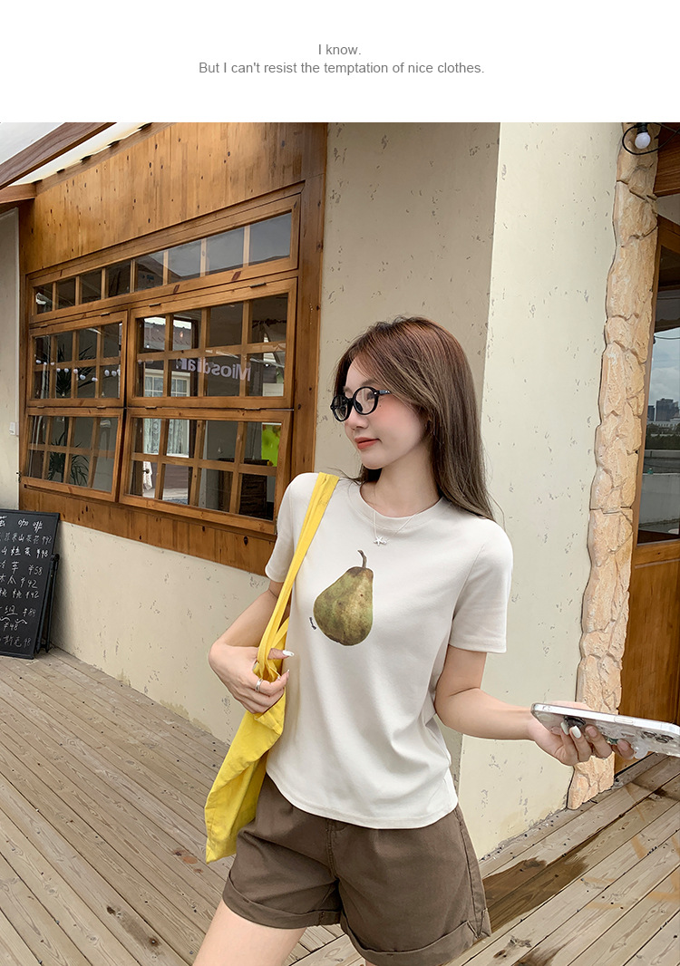 趣味印花设计感圆领短袖T恤女夏季新款通勤百搭简约休闲绝美上衣详情16