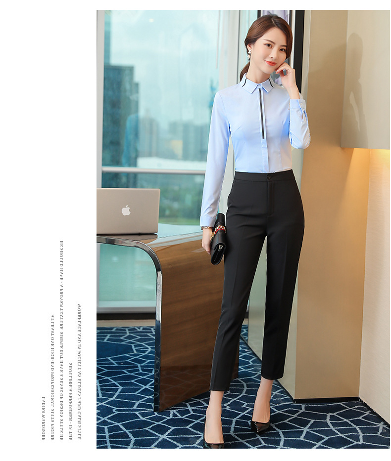 New Spring and Autumn 2023 professional long-sleeved shirt for women, Korean-style OL hotel white-collar fitted work clothes, white shirt pic 18