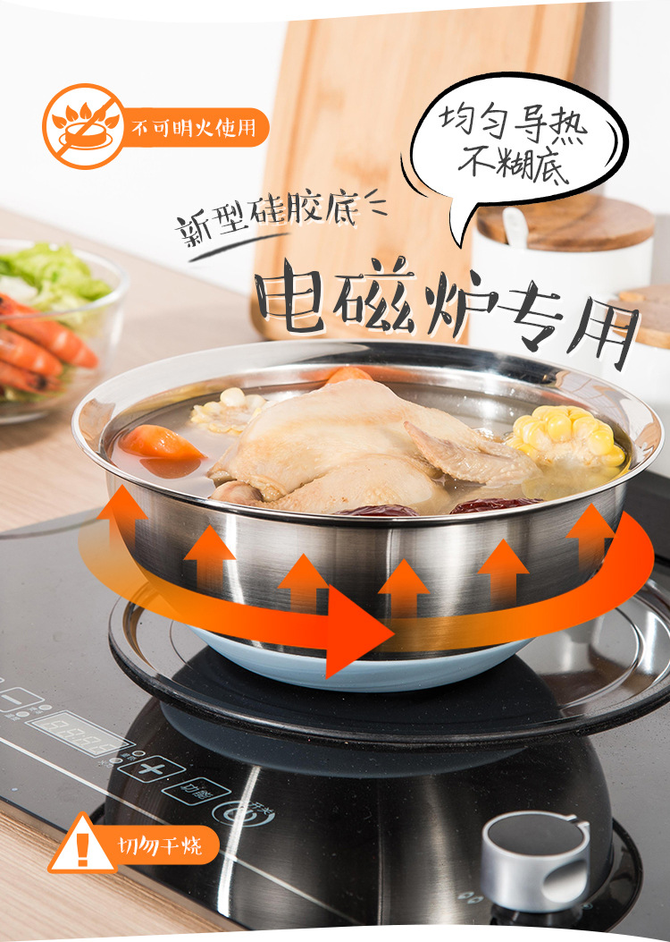 Silicone bottom anti-slip stainless steel salad bowl, non-magnetic thickened anti-scald egg beater, induction cooker special small soup bowl, stainless steel egg beater, stainless steel salad bowl thickened noodle bowl, seasoning jar, baking tool pic 4
