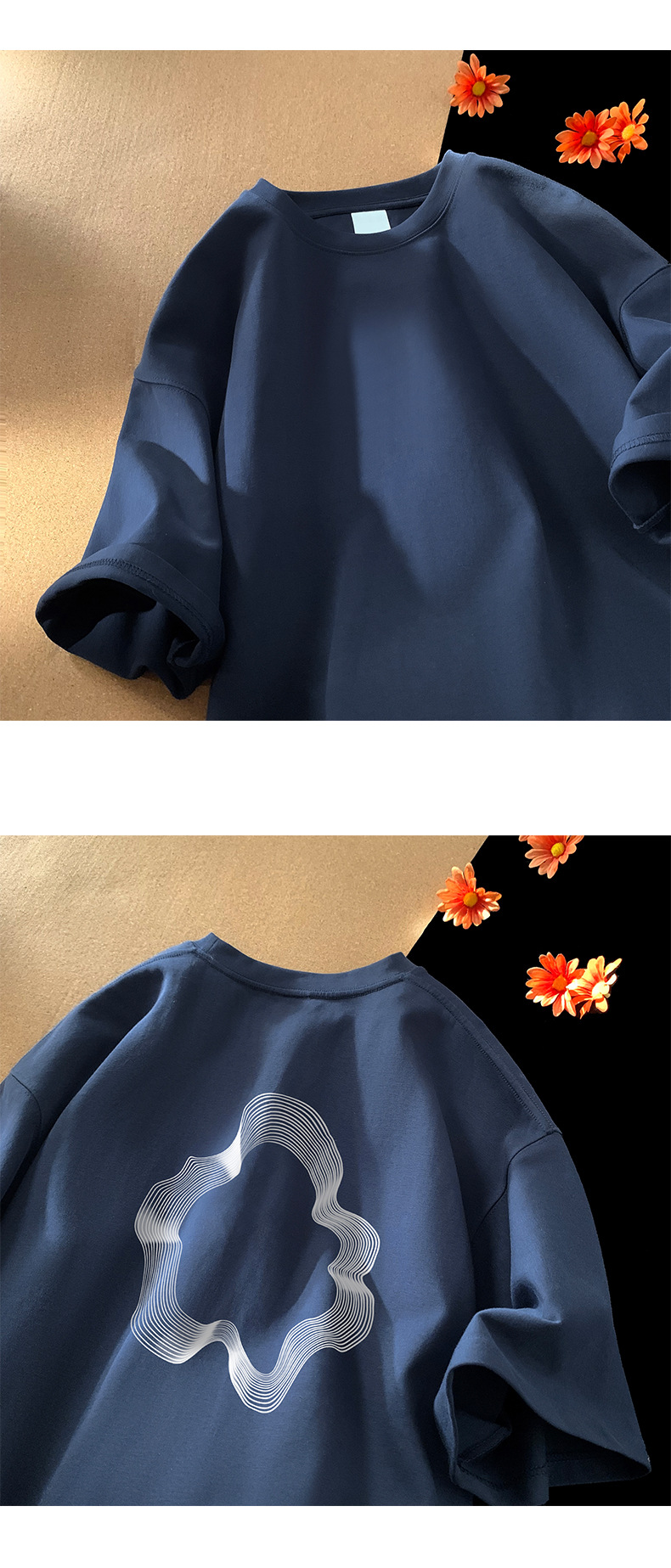 卡通印花纯棉重磅短袖T恤男夏季潮牌ins半袖打底衣服港风宽松体恤详情4