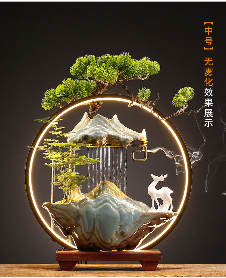 招财流水摆件家居创意喷泉客厅办公室桌面玄关乔迁新居开业礼品假山喷泉详情19