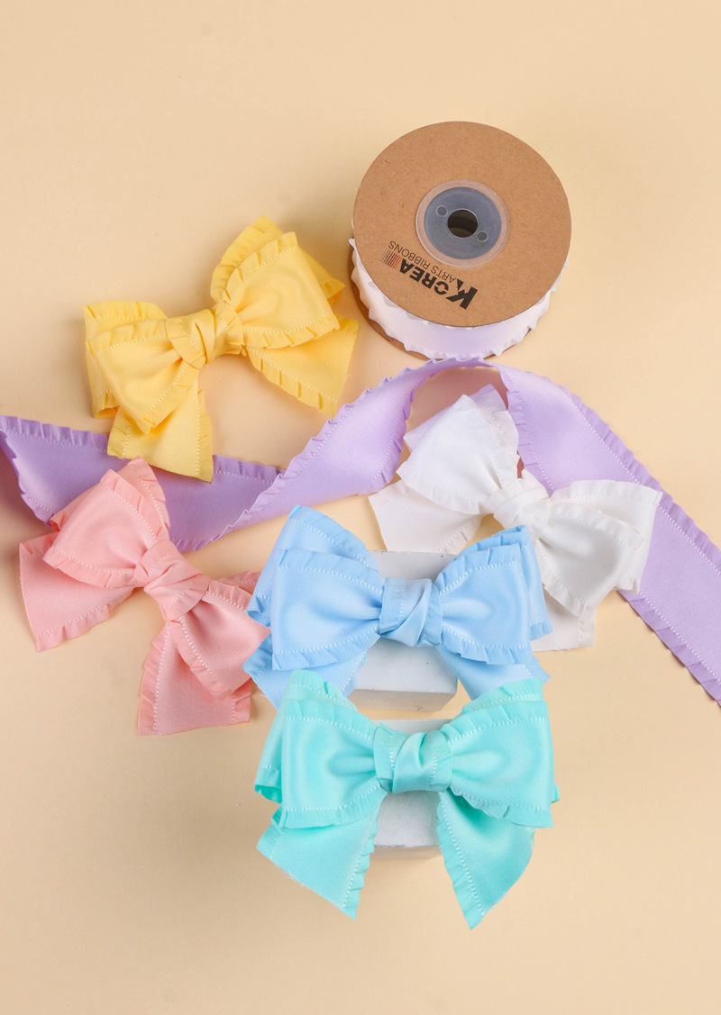 Classic thickened ruffled woven ribbon bow hair accessory clothing high-density wavy ribbon black fungus skirt hem satin ribbon pic 6