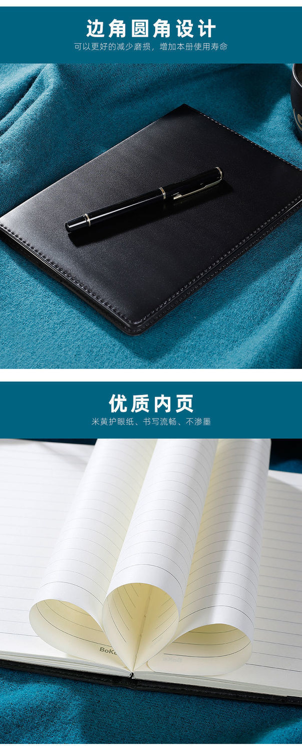 Black business cuero engrosado notebook notepad pu copia dura diario para estudiantes universitarios libro de logo al por mayor pic 7