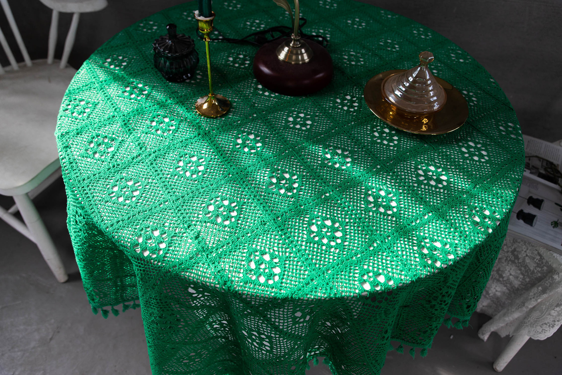 Korean hollowed-out crochet cotton thread woven tablecloths, square cultural art cross-border cover tablecloths, Taiwanese lace table MATS pic 21