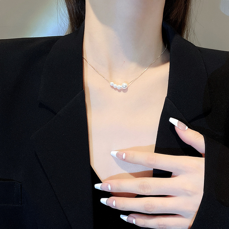 French retro high-end pearl necklace with a unique feminine charm, simple and elegant sweater chain, gentle and fairy-like accessory pic 14