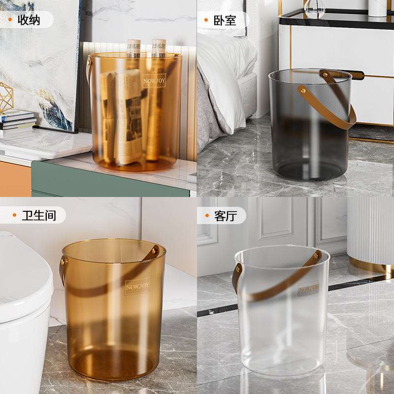 Wholesale of large-sized plastic trash cans for environmental sanitation toilets, outdoor tabletop classification, uncovered, transparent household trash cans for hotel kitchens pic 4