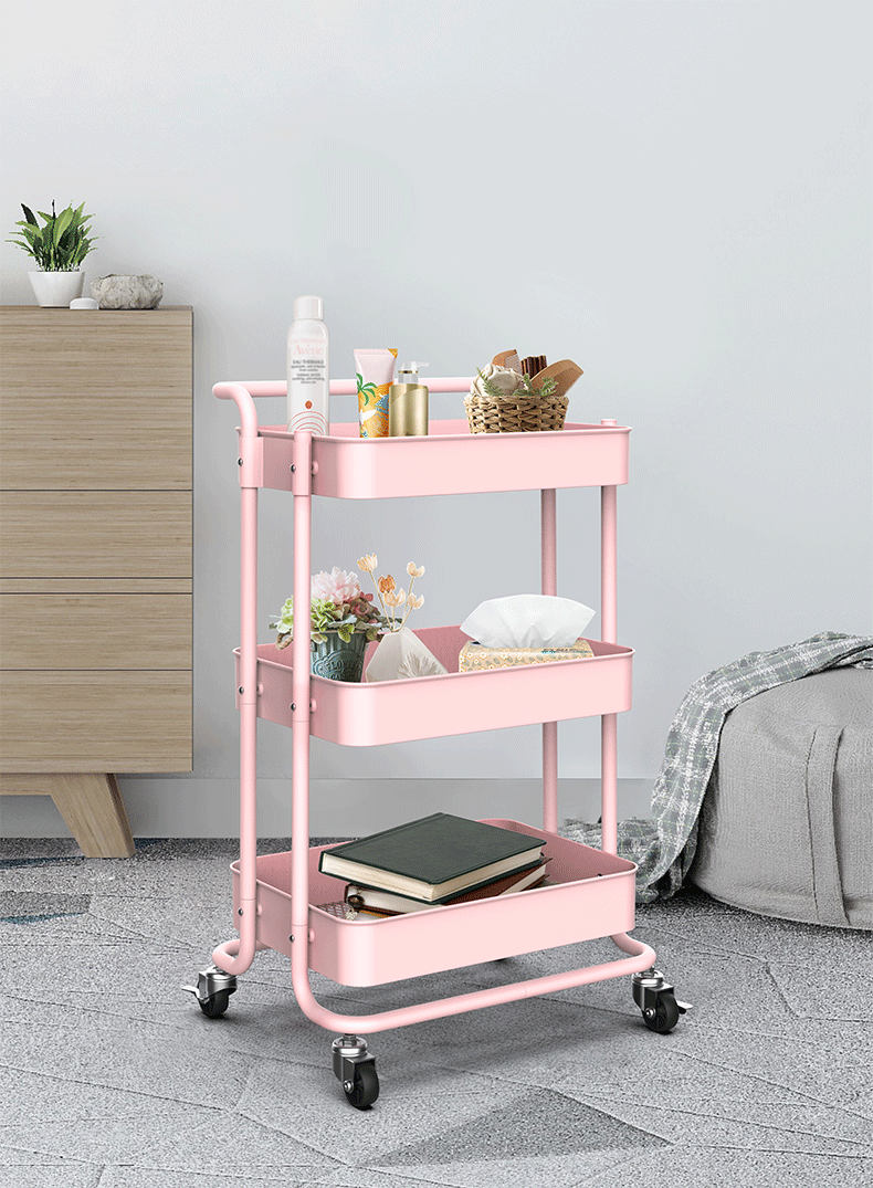 Mobile trolley, floor-standing, multi-level kitchen storage trolley, living room snack storage trolley, bathroom storage rack pic 18