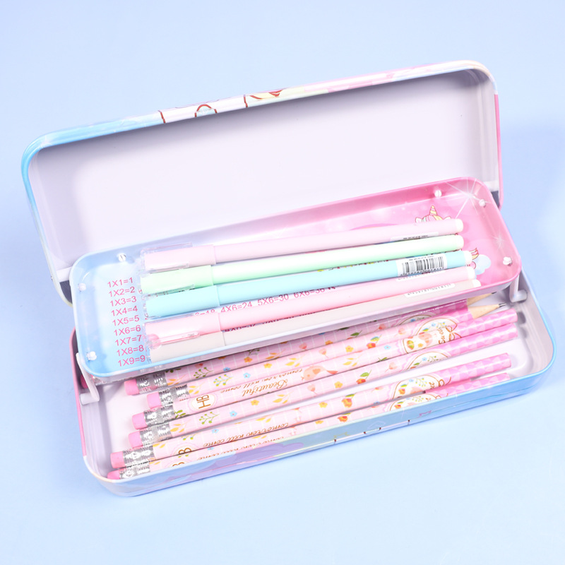 B-579-25 Little Lingjing Cartoon Three-layer large-capacity iron buckle tin pen case, a simple and popular student stationery box and pencil case storage essential pic 20