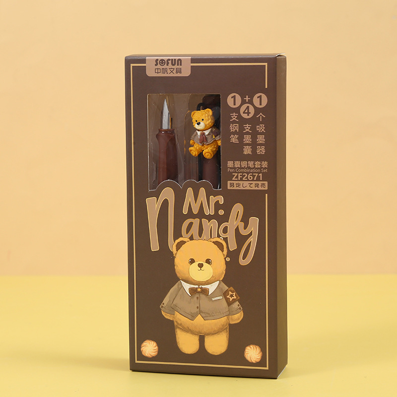 ZF2671Nandy Bear Pen for correcting posture and practicing calligraphy, with replaceable ink cartridges, is a special pen for boys and girls to write pic 3