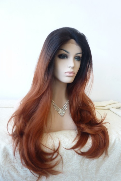 NEWLOOK W1090 marrón onda curl moda cabello largo peluca encaje peluca cabeza de aprendizaje peluca pic 3